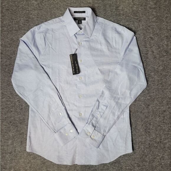 Banana Republic Untuked Slim Fit Mens Size S Blue Long Sleeve Dress Shirt New - Picture 1 of 7